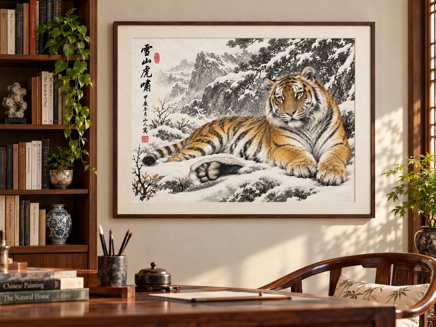Tiger Resting in Snow | Snow Mountain Tiger Painting tiger painting view 3