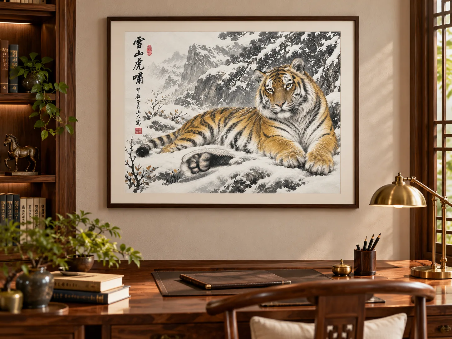 Tiger Resting in Snow | Snow Mountain Tiger Painting tiger painting view 4