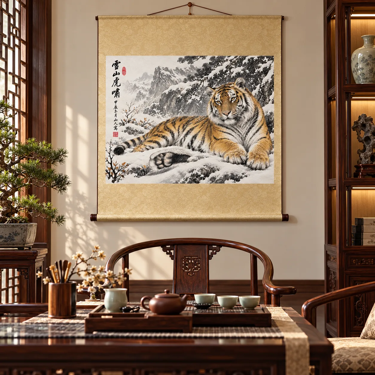Tiger Resting in Snow | Snow Mountain Tiger Painting tiger painting view 10