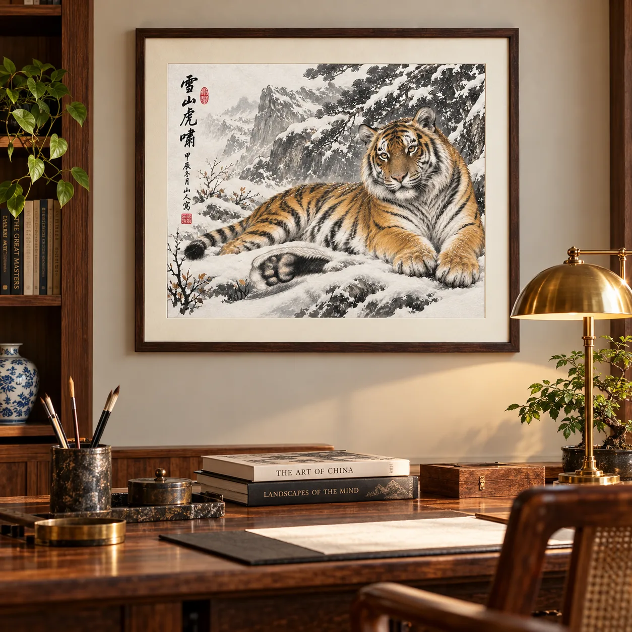 Tiger Resting in Snow | Snow Mountain Tiger Painting tiger painting view 11