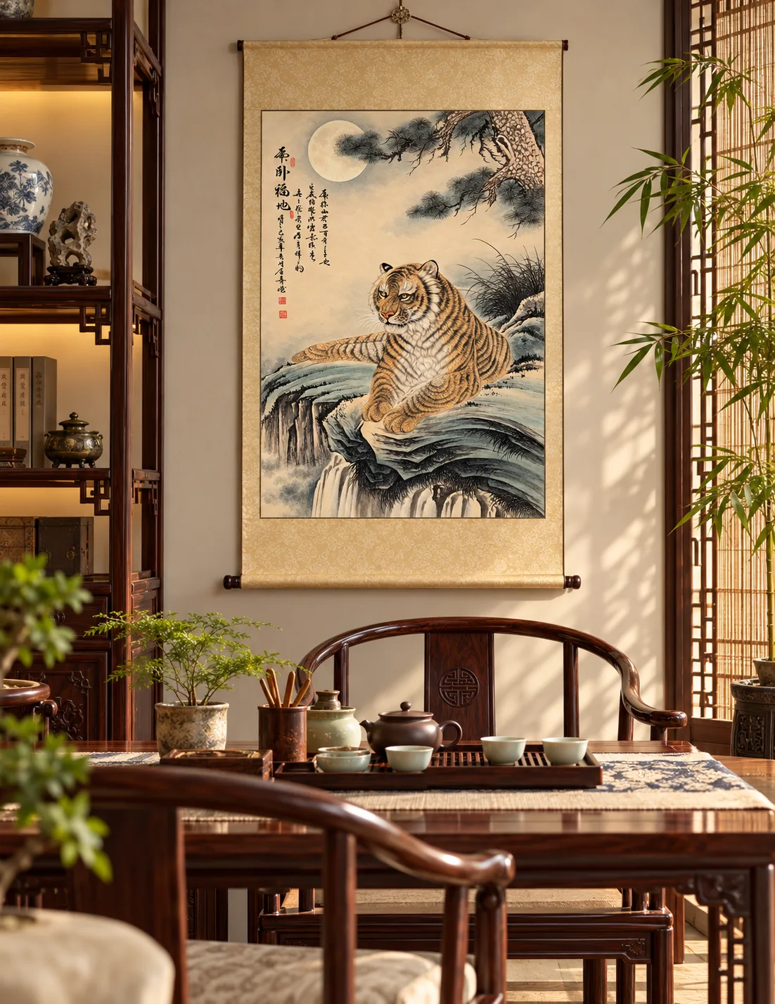 Tiger Resting on Blessed Ground | Moonlit Cliff Tiger Painting tiger painting view 3