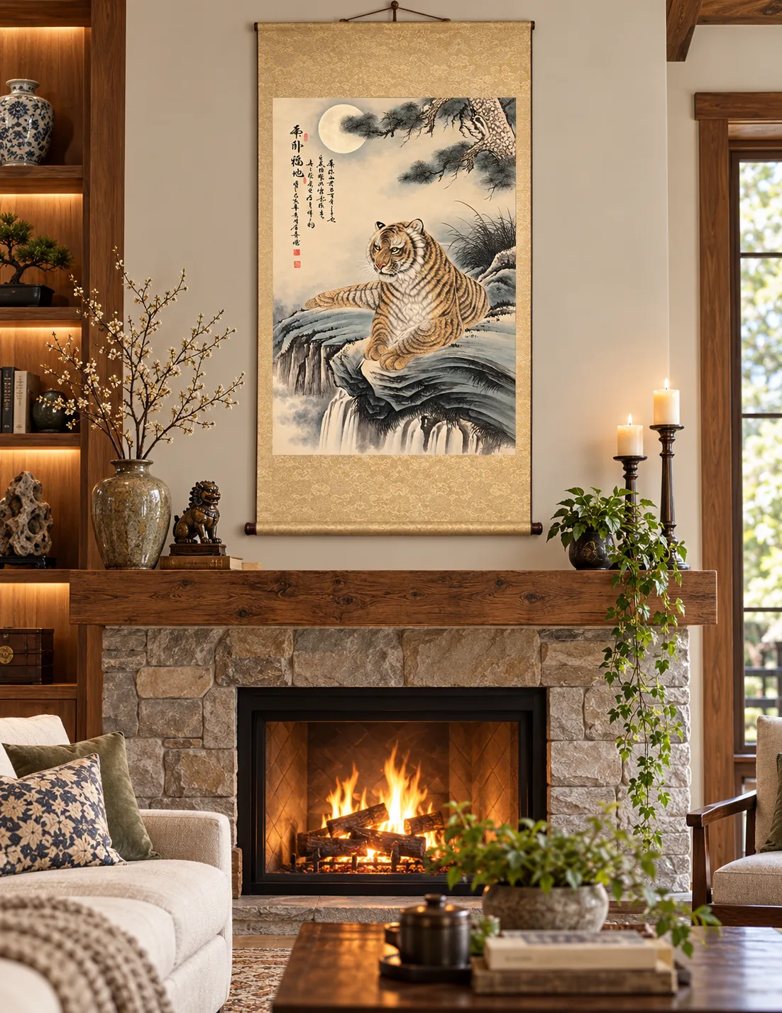 Tiger Resting on Blessed Ground | Moonlit Cliff Tiger Painting tiger painting view 5