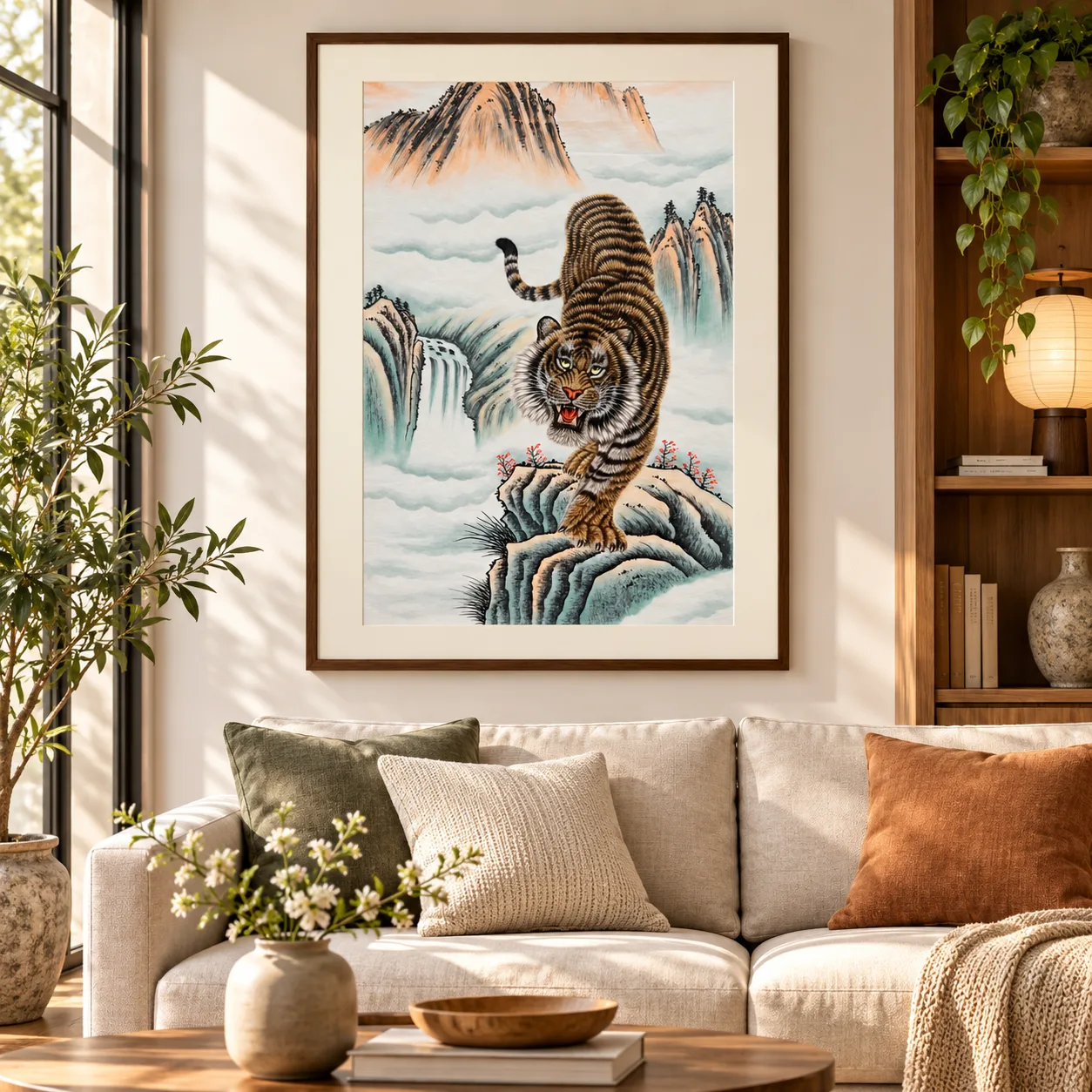 Tiger Roaring in the Stream Mountains | Chinese Gongbi Painting tiger painting view 3