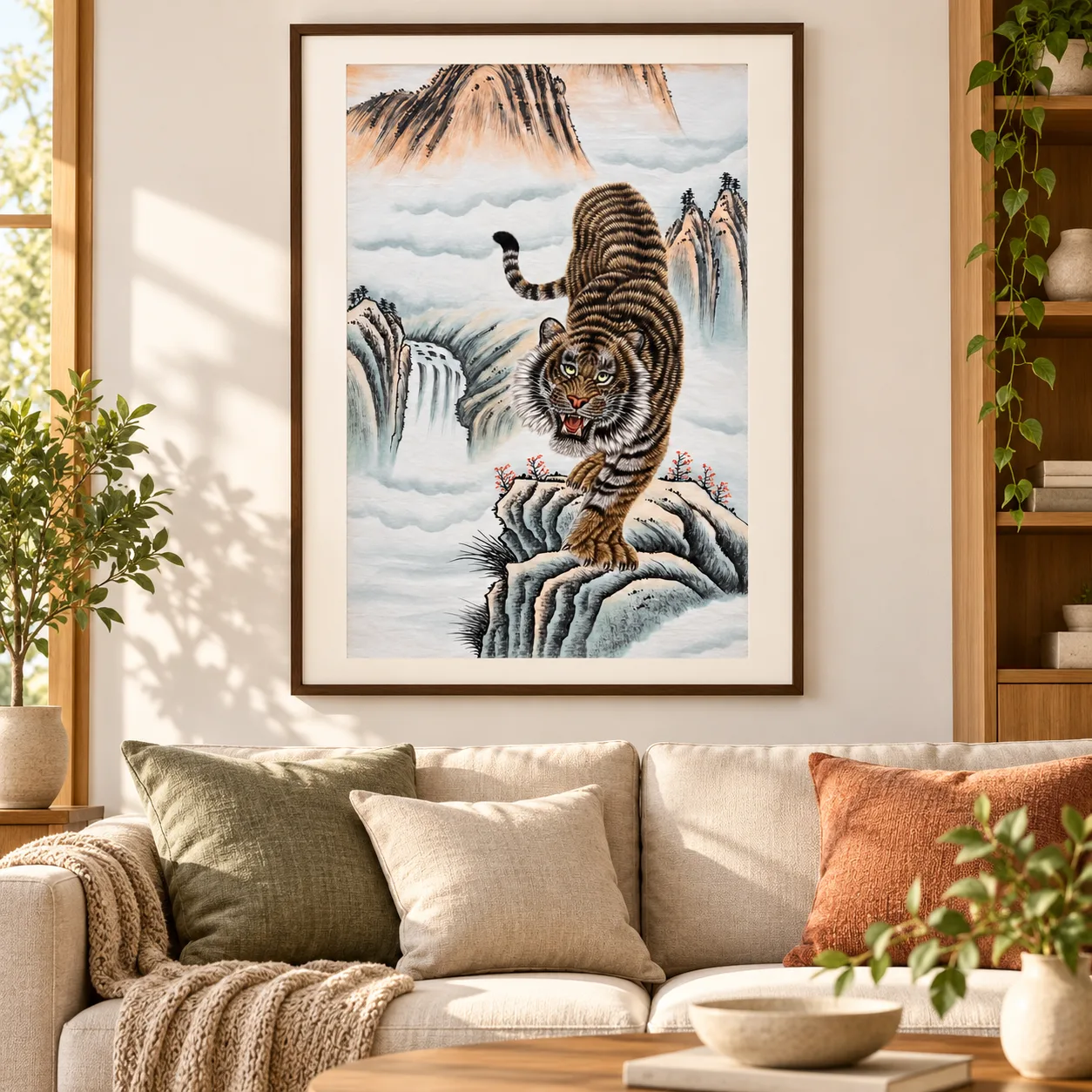 Tiger Roaring in the Stream Mountains | Chinese Gongbi Painting tiger painting view 12