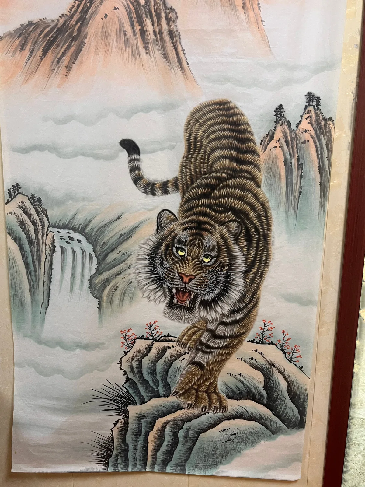 Tiger Roaring in the Stream Mountains | Chinese Gongbi Painting tiger painting view 2