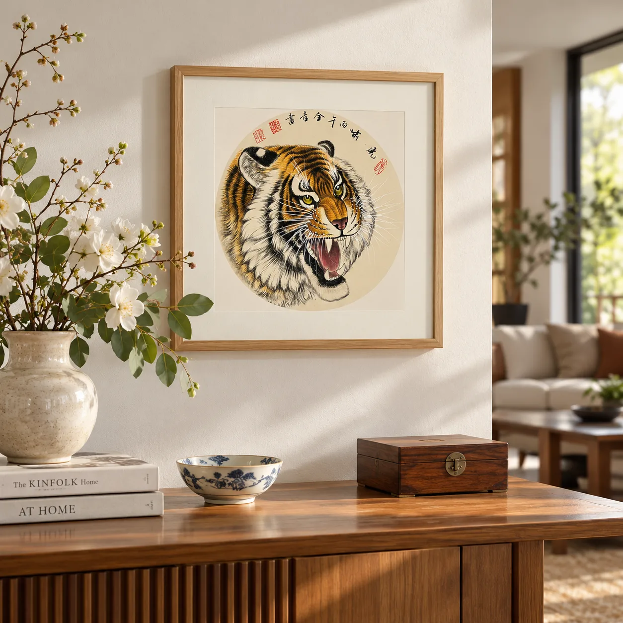Tiger's Roar | Fierce Chinese Gongbi Head Study tiger painting view 3