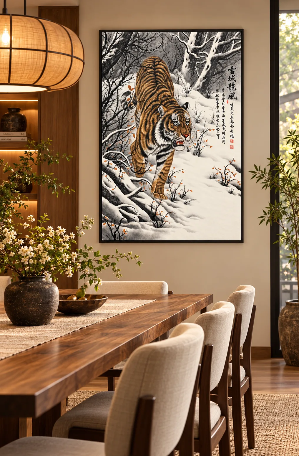 Tiger Striding Down the Snow | Winter Descent Painting tiger painting view 3