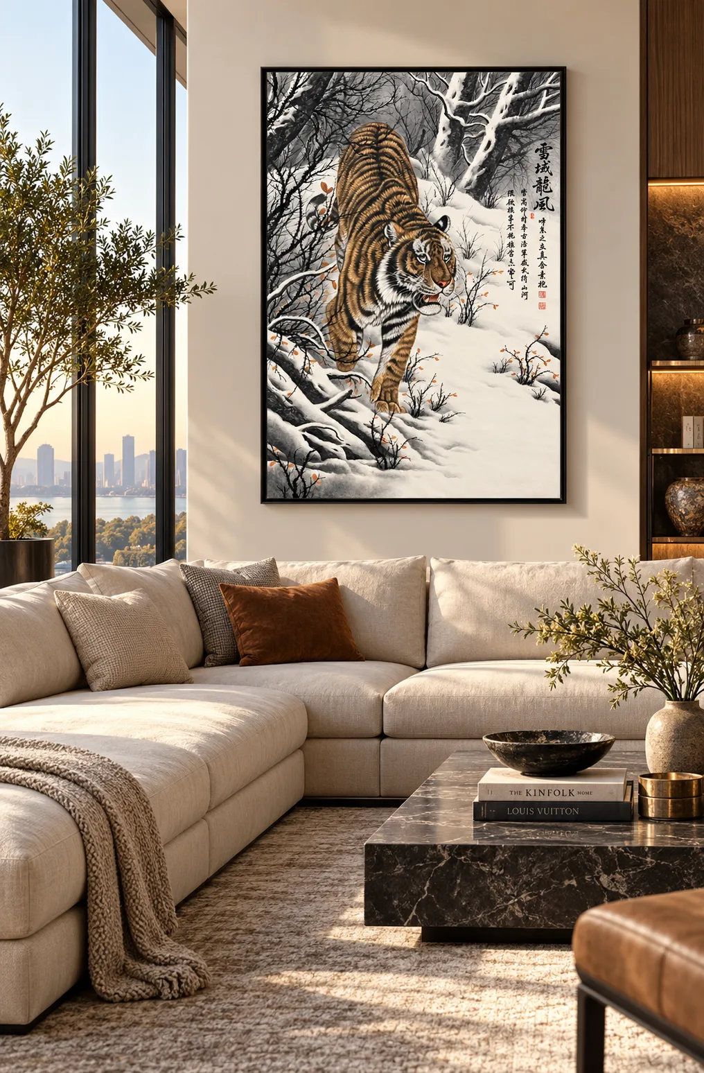 Tiger Striding Down the Snow | Winter Descent Painting tiger painting view 4