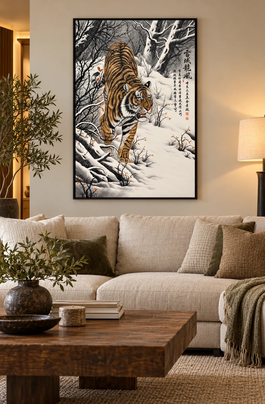 Tiger Striding Down the Snow | Winter Descent Painting tiger painting view 5