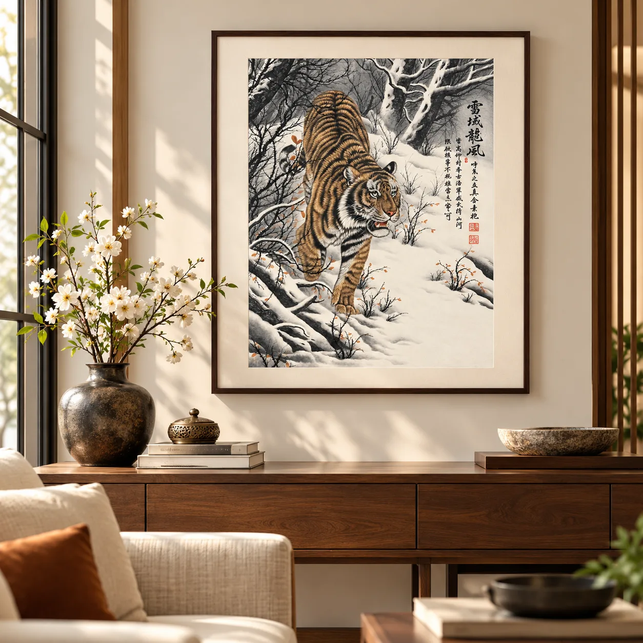 Tiger Striding Down the Snow | Winter Descent Painting tiger painting view 10