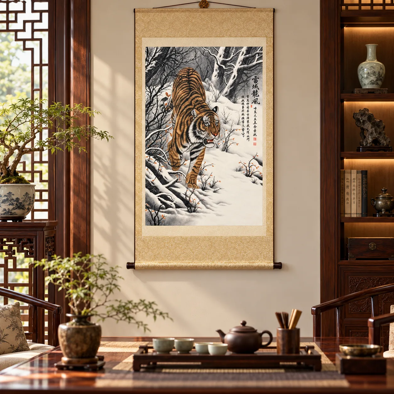 Tiger Striding Down the Snow | Winter Descent Painting tiger painting view 11