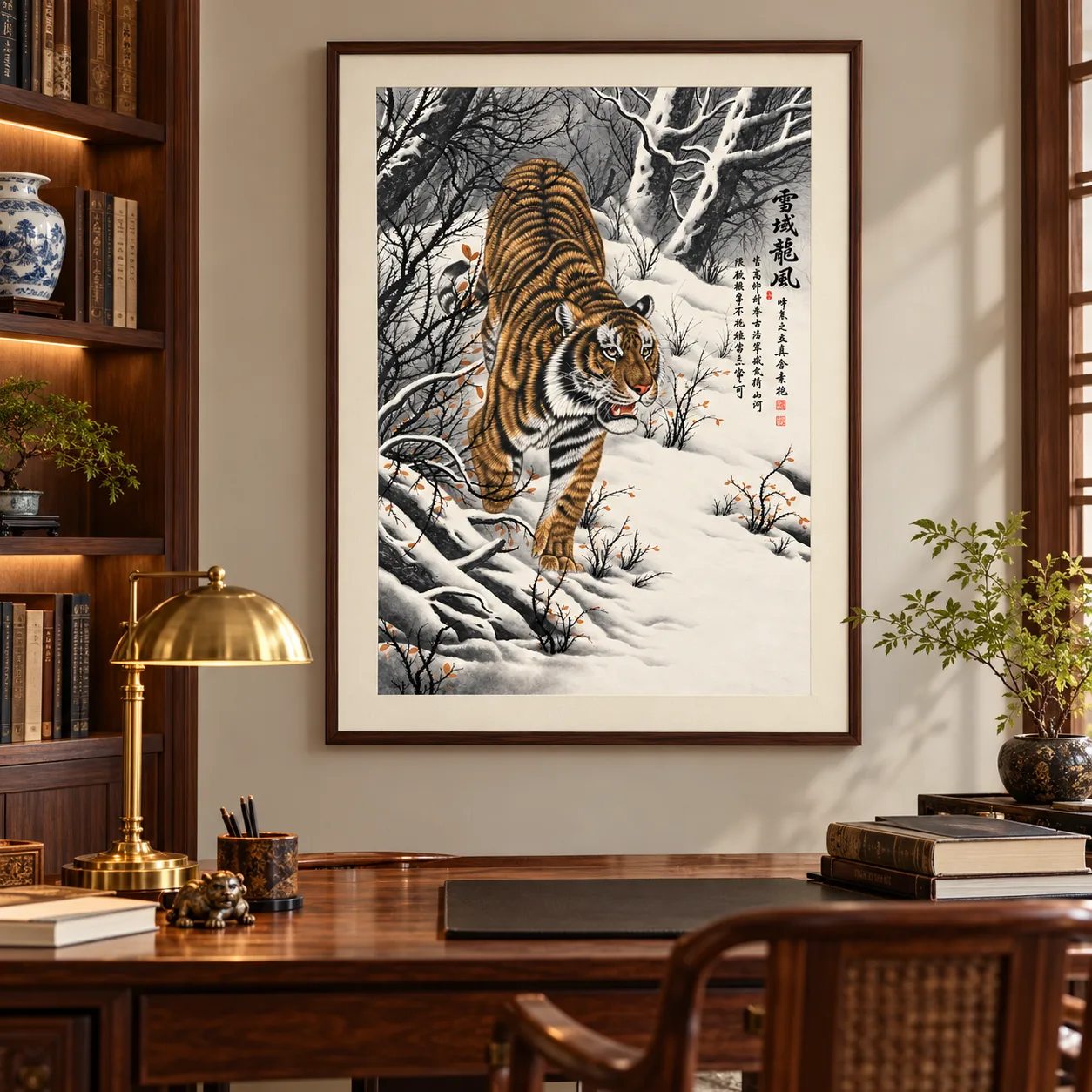 Tiger Striding Down the Snow | Winter Descent Painting tiger painting view 12