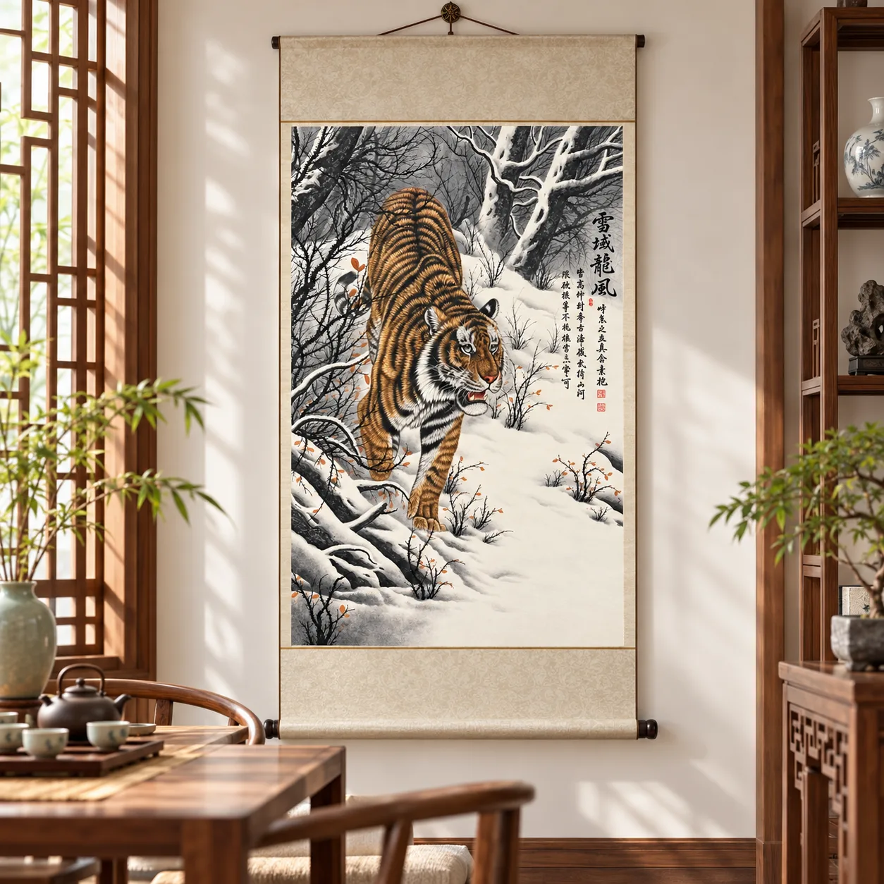 Tiger Striding Down the Snow | Winter Descent Painting tiger painting view 6