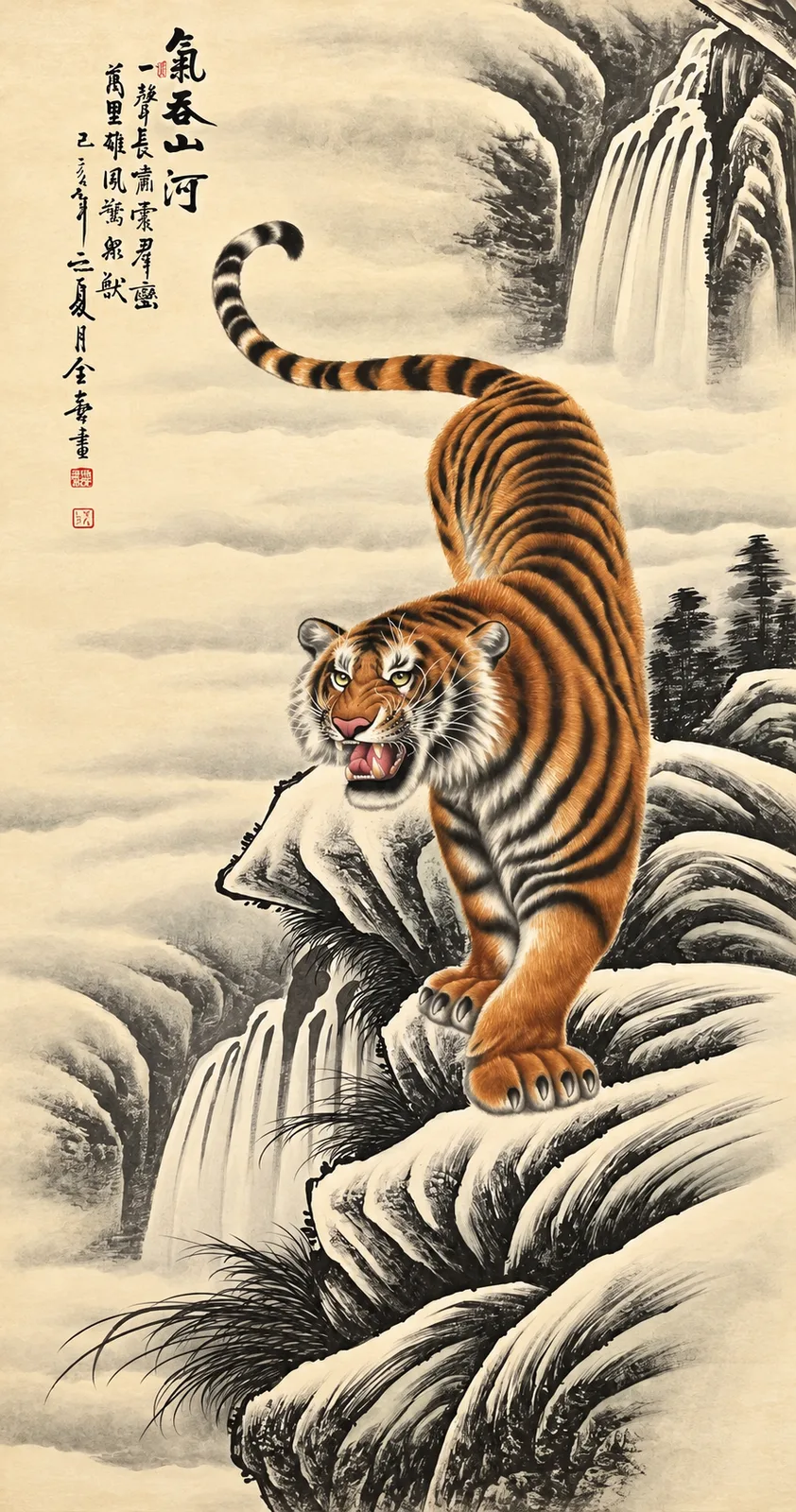 Tiger That Swallows the Rivers | Chinese Mountain Painting