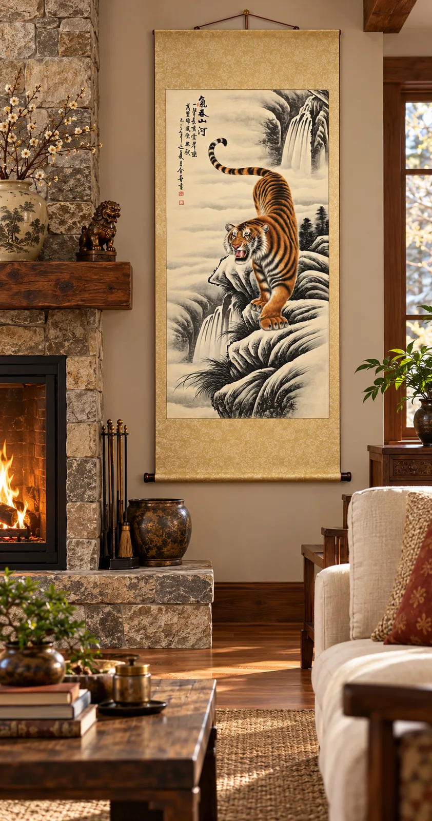 Tiger That Swallows the Rivers | Chinese Mountain Painting tiger painting view 4