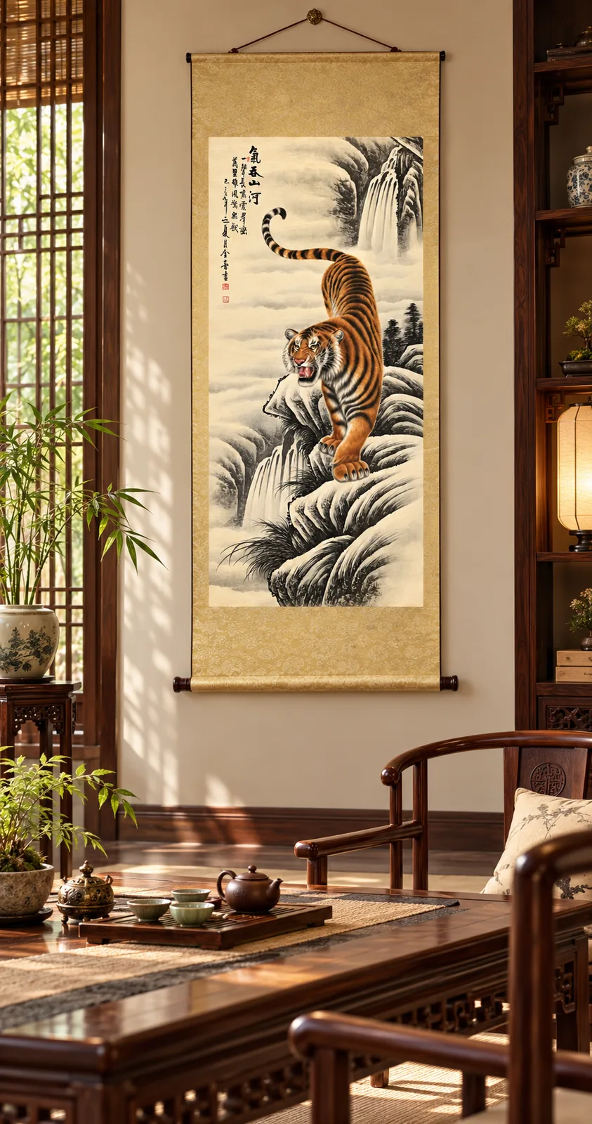 Tiger That Swallows the Rivers | Chinese Mountain Painting tiger painting view 5