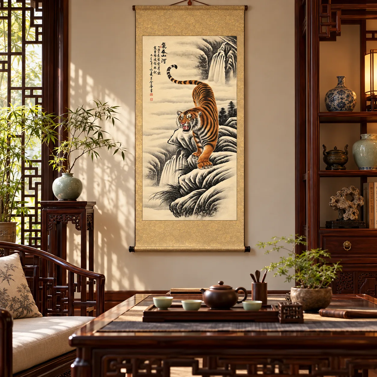 Tiger That Swallows the Rivers | Chinese Mountain Painting tiger painting view 11