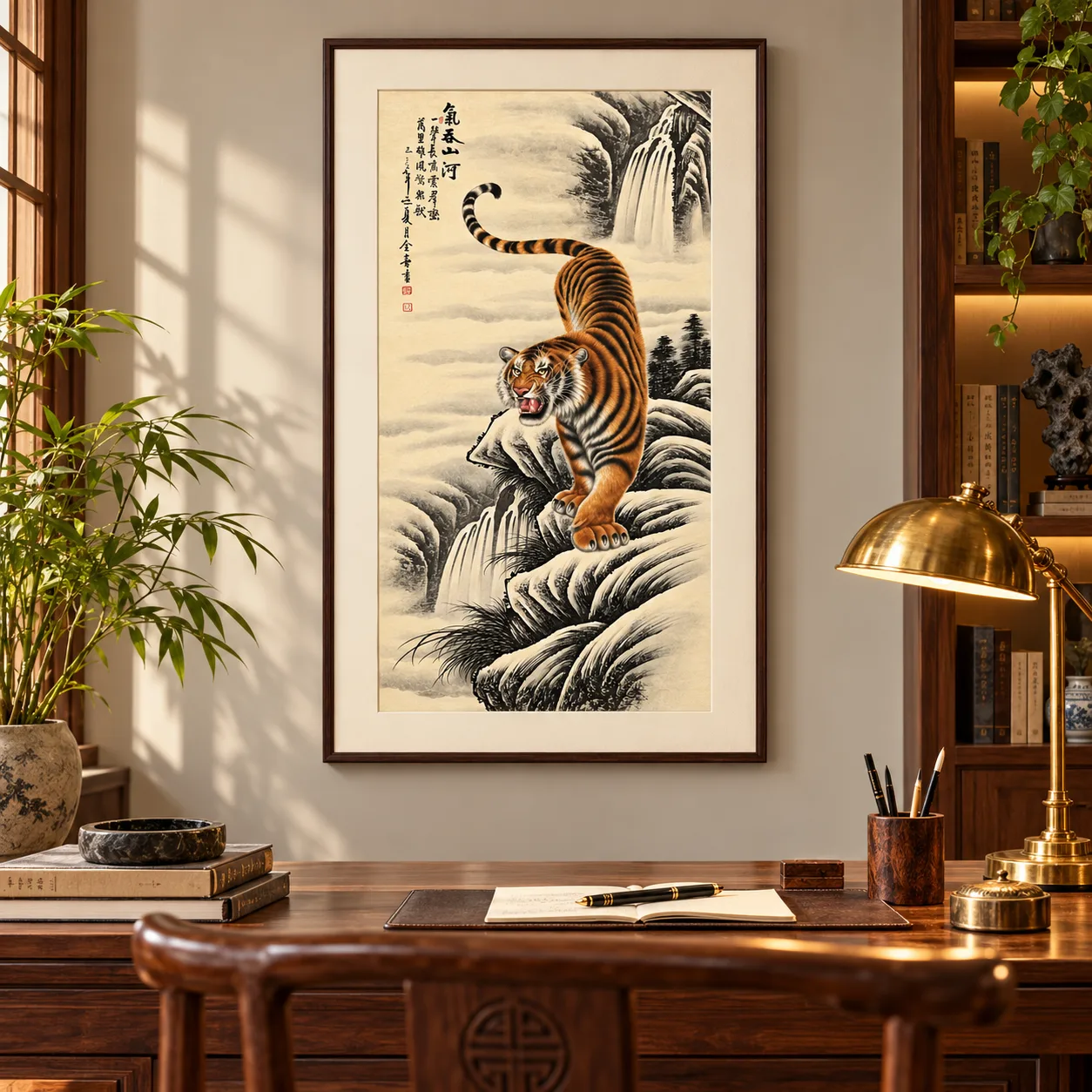 Tiger That Swallows the Rivers | Chinese Mountain Painting tiger painting view 12