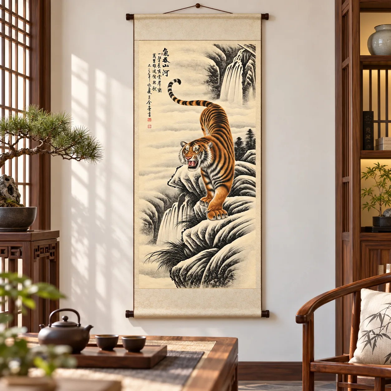 Tiger That Swallows the Rivers | Chinese Mountain Painting tiger painting view 6