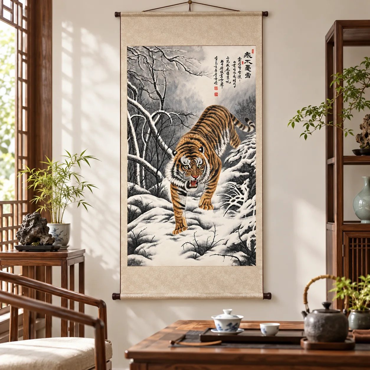 Tiger Unafraid of Snow | Chinese Winter Painting tiger painting view 6