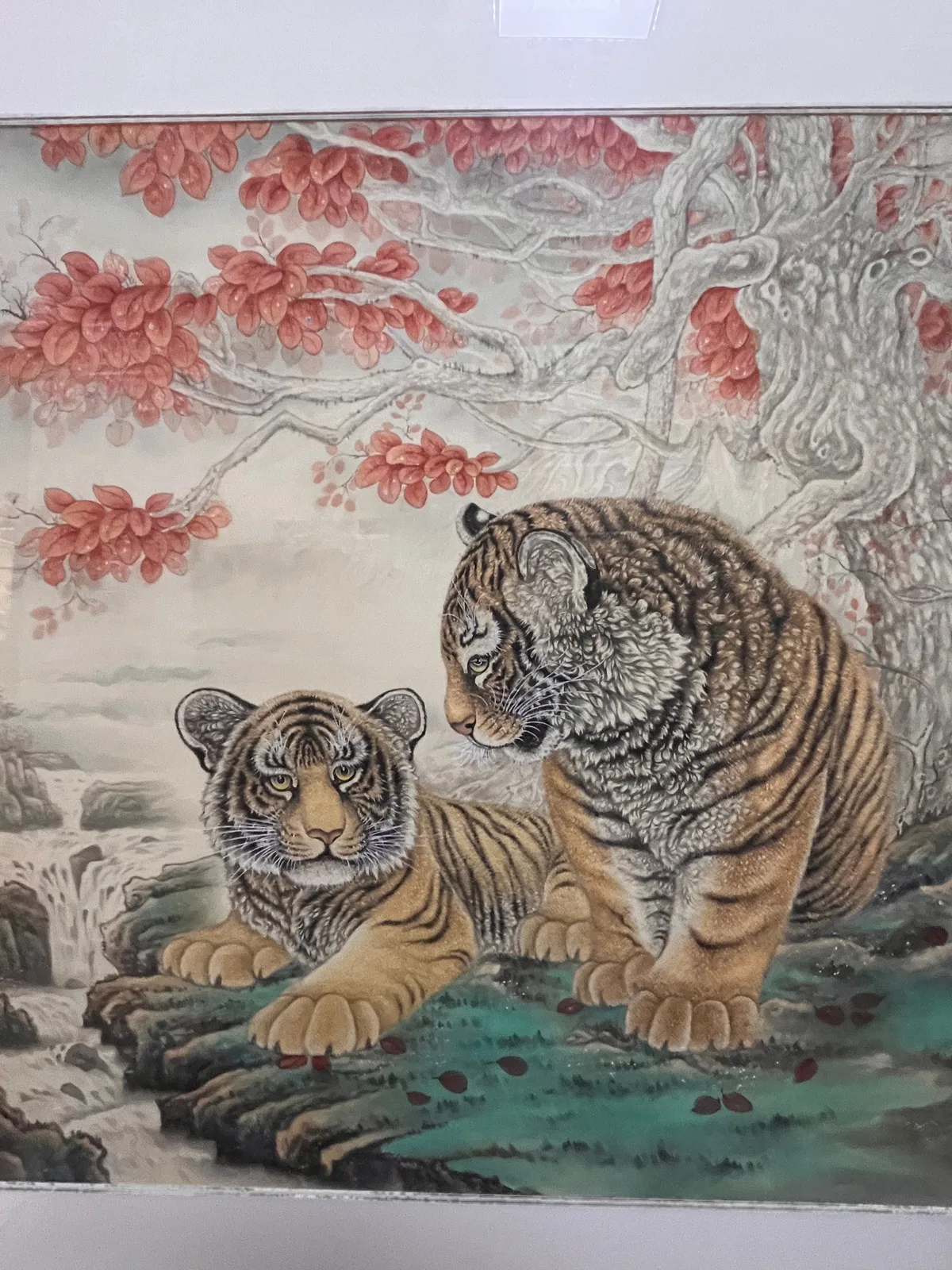 Two Tigers in the Autumn Grove | Chinese Painting tiger painting view 2