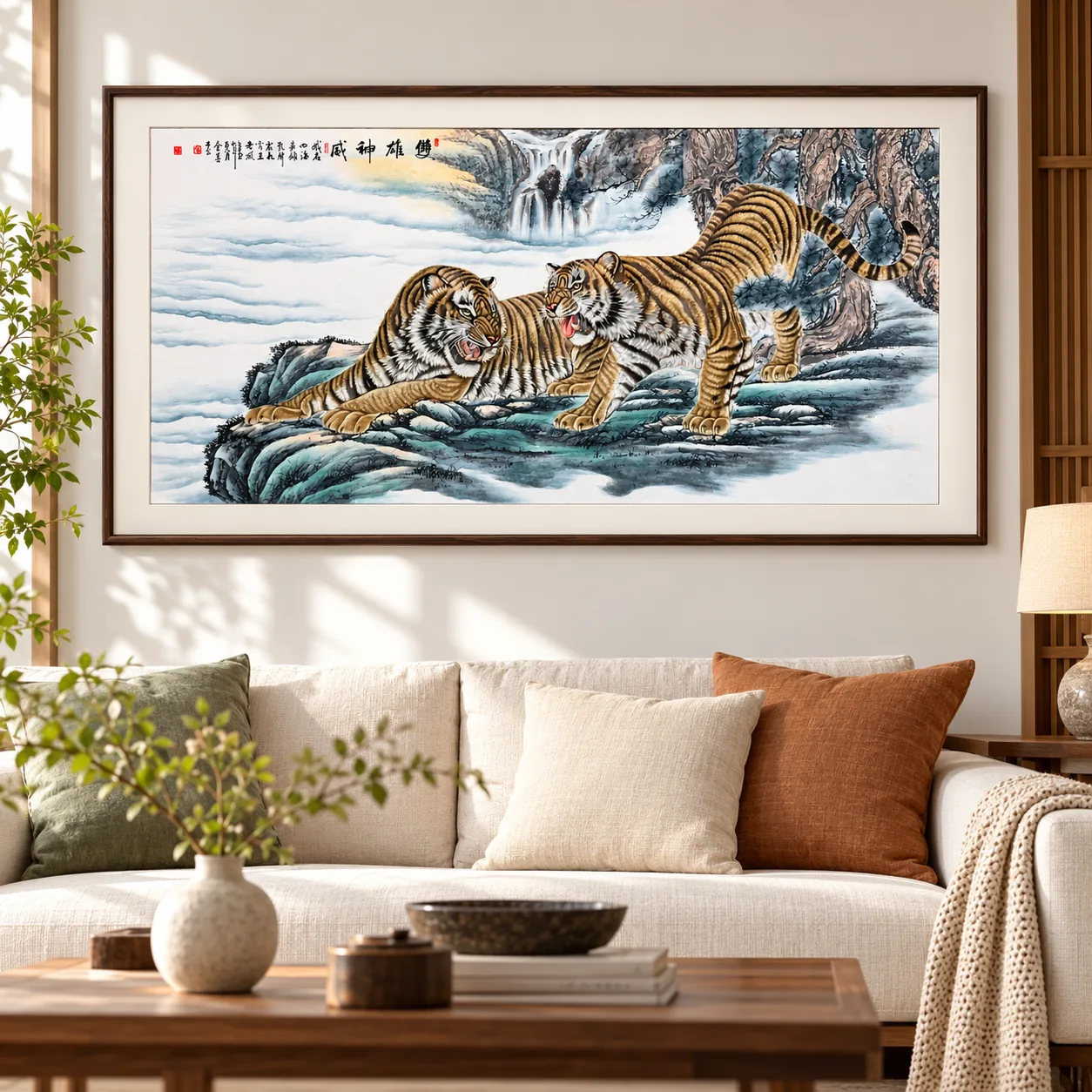 Two Tigers on the Misty Cliff | Chinese Tiger Painting tiger painting view 10