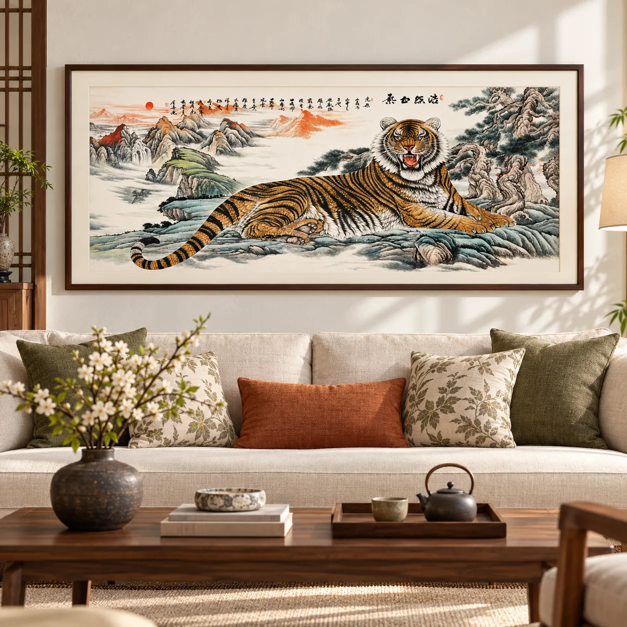 Vast Righteous Spirit | Chinese Tiger Landscape Scroll tiger painting view 3