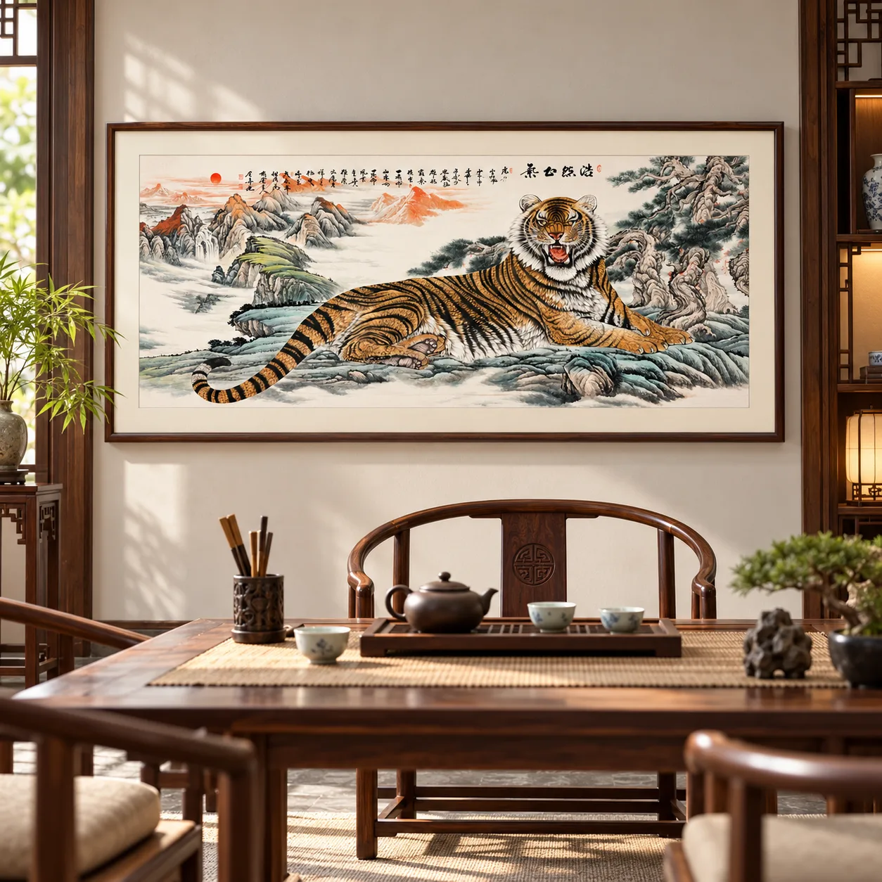 Vast Righteous Spirit | Chinese Tiger Landscape Scroll tiger painting view 4