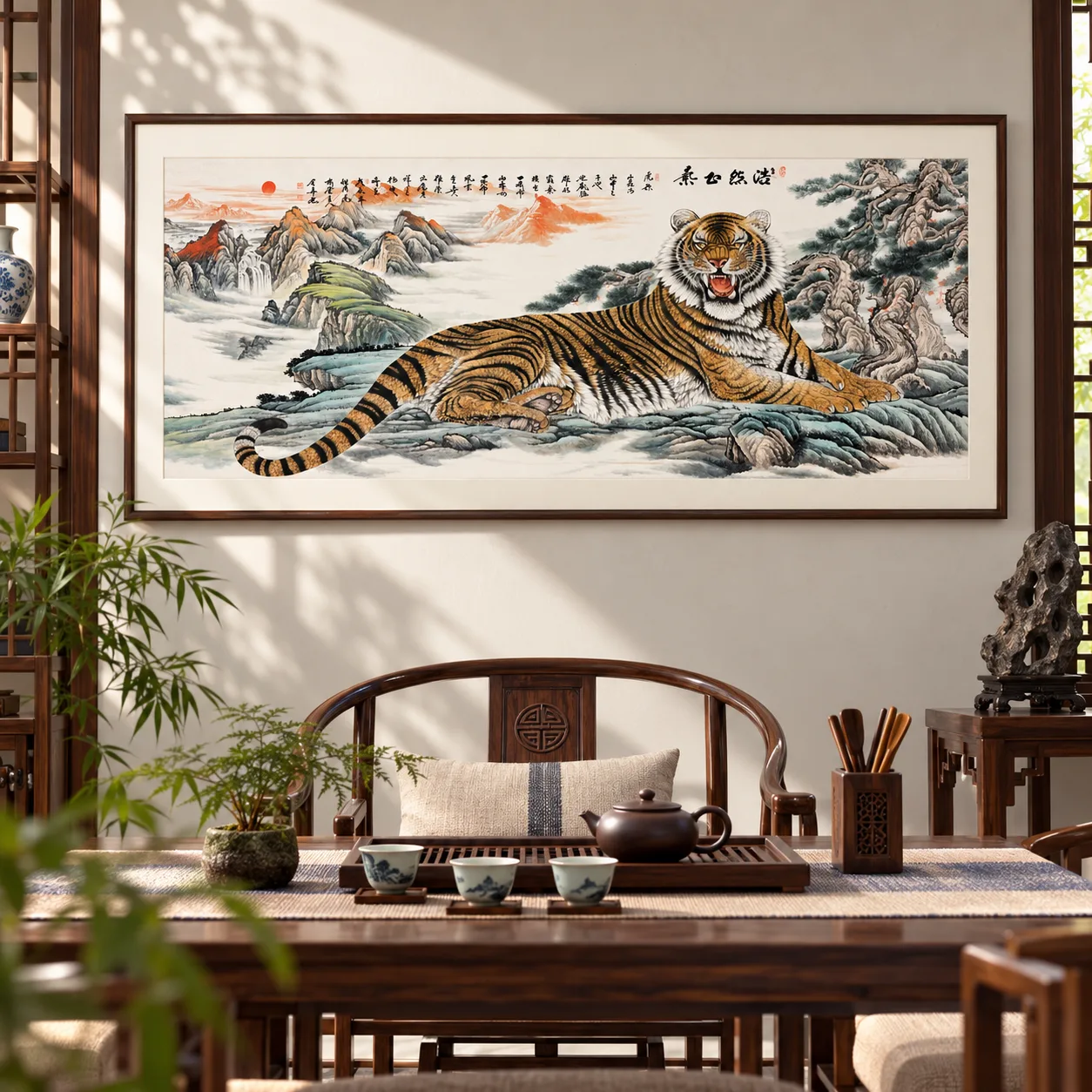 Vast Righteous Spirit | Chinese Tiger Landscape Scroll tiger painting view 14