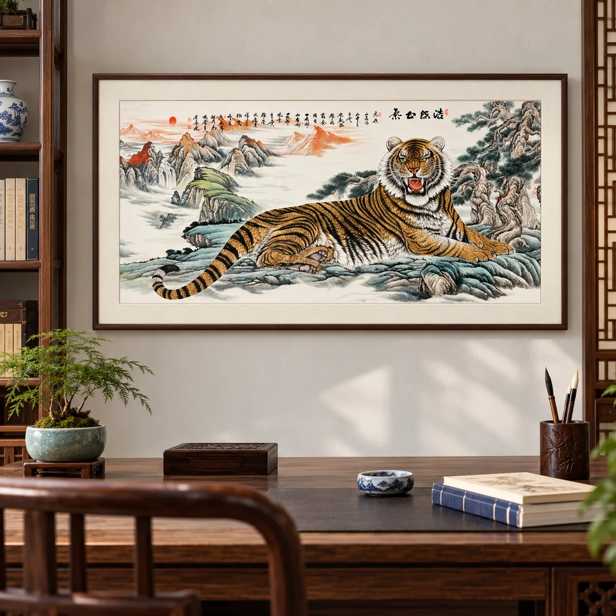 Vast Righteous Spirit | Chinese Tiger Landscape Scroll tiger painting view 15
