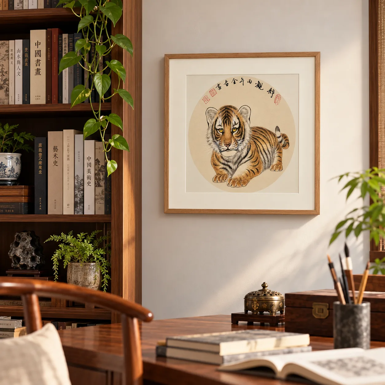 Young Tiger Strolling | Cute Chinese Painting tiger painting view 3